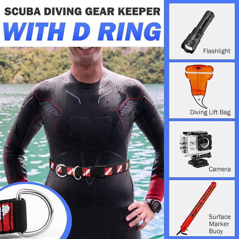 Dawitrly Scuba Diving Belt with Quick Release Buckle, Adjustable Dive Belt with D Ring & Movable Ring, Dive Flag Webbing Diving Gear Hanging Strap for Scuba Diving, Freediving, Snorkeling - Image 5